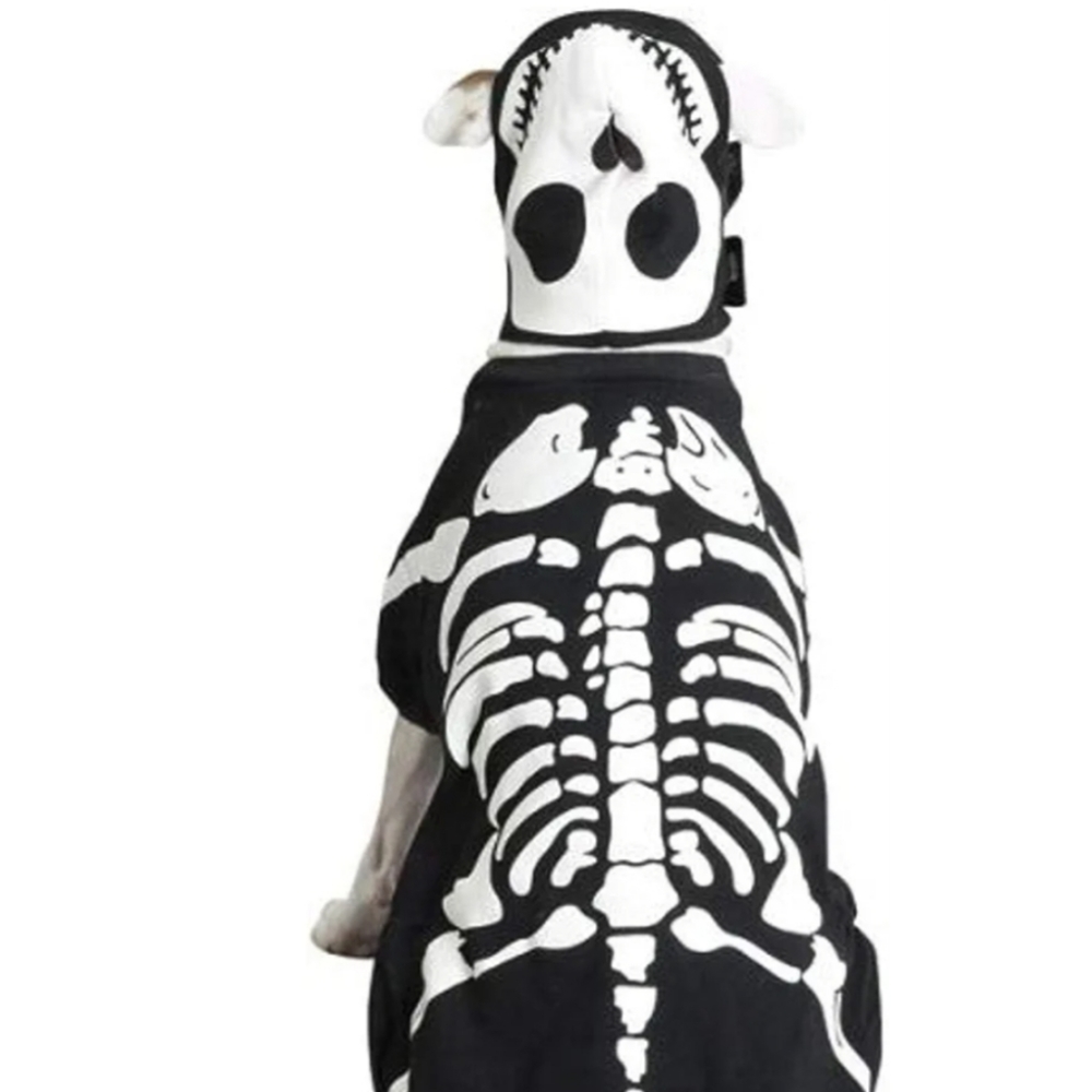 2 piece set Dog Costume skeleton bones with hat, Large